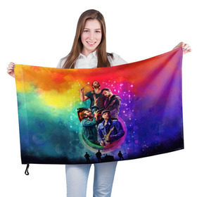 Флаг 3D с принтом Coldplay в Екатеринбурге, 100% полиэстер | плотность ткани — 95 г/м2, размер — 67 х 109 см. Принт наносится с одной стороны | 