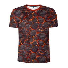 Мужская футболка 3D спортивная с принтом Голем в Екатеринбурге, 100% полиэстер с улучшенными характеристиками | приталенный силуэт, круглая горловина, широкие плечи, сужается к линии бедра | вулкан | голем | демон | жара | камень | лава | огонь | пламя | солнце