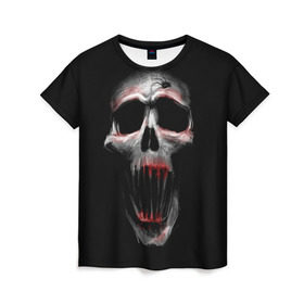 Женская футболка 3D с принтом Череп в Екатеринбурге, 100% полиэфир ( синтетическое хлопкоподобное полотно) | прямой крой, круглый вырез горловины, длина до линии бедер | skull | череп