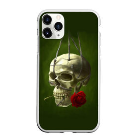 Чехол для iPhone 11 Pro матовый с принтом Череп и роза в Екатеринбурге, Силикон |  | кости | роза | скелет | хэллоуин | цветок | цветы | череп