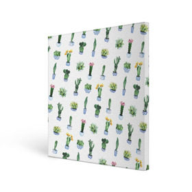 Холст квадратный с принтом Кактусы в Екатеринбурге, 100% ПВХ |  | Тематика изображения на принте: горшок | зеленый | кактус | принт | растение | флора | цветы