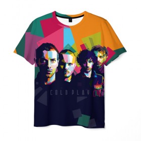 Мужская футболка 3D с принтом Coldplay в Екатеринбурге, 100% полиэфир | прямой крой, круглый вырез горловины, длина до линии бедер | cold play | rock | колд плей | колд плэй | колдплей | колдплэй | рок