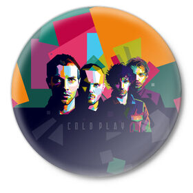 Значок с принтом Coldplay в Екатеринбурге,  металл | круглая форма, металлическая застежка в виде булавки | cold play | rock | колд плей | колд плэй | колдплей | колдплэй | рок