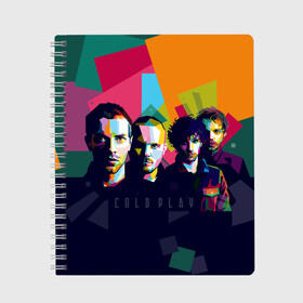 Тетрадь с принтом Coldplay в Екатеринбурге, 100% бумага | 48 листов, плотность листов — 60 г/м2, плотность картонной обложки — 250 г/м2. Листы скреплены сбоку удобной пружинной спиралью. Уголки страниц и обложки скругленные. Цвет линий — светло-серый
 | cold play | rock | колд плей | колд плэй | колдплей | колдплэй | рок