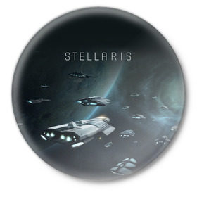 Значок с принтом Stellaris в Екатеринбурге,  металл | круглая форма, металлическая застежка в виде булавки | Тематика изображения на принте: stellaris