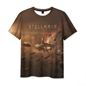 Мужская футболка 3D с принтом Stellaris в Екатеринбурге, 100% полиэфир | прямой крой, круглый вырез горловины, длина до линии бедер | stellaris