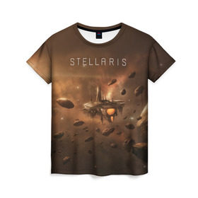 Женская футболка 3D с принтом Stellaris в Екатеринбурге, 100% полиэфир ( синтетическое хлопкоподобное полотно) | прямой крой, круглый вырез горловины, длина до линии бедер | stellaris