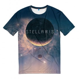 Мужская футболка 3D с принтом Stellaris в Екатеринбурге, 100% полиэфир | прямой крой, круглый вырез горловины, длина до линии бедер | stellaris