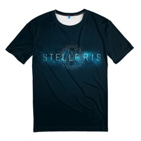 Мужская футболка 3D с принтом Stellaris в Екатеринбурге, 100% полиэфир | прямой крой, круглый вырез горловины, длина до линии бедер | 4x | 4х | expand | exploit | explore | exterminate | глобальная | изучение | исследования | космос | планеты | расширение | стратегия | уничтожение | эксплуатация