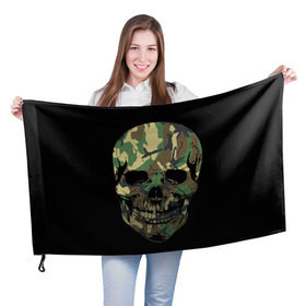 Флаг 3D с принтом Череп Армия в Екатеринбурге, 100% полиэстер | плотность ткани — 95 г/м2, размер — 67 х 109 см. Принт наносится с одной стороны | army | biker | ffm | skeleton | skull | армия | байкер | камуфляж | каска | скелет | череп | шлем