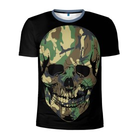 Мужская футболка 3D спортивная с принтом Череп Армия в Екатеринбурге, 100% полиэстер с улучшенными характеристиками | приталенный силуэт, круглая горловина, широкие плечи, сужается к линии бедра | army | biker | ffm | skeleton | skull | армия | байкер | камуфляж | каска | скелет | череп | шлем