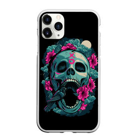 Чехол для iPhone 11 Pro матовый с принтом Dia de Muertos в Екатеринбурге, Силикон |  | кости | праздник | птица | скелет | хэллоуин | цветы | череп
