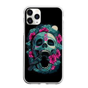 Чехол для iPhone 11 Pro Max матовый с принтом Dia de Muertos в Екатеринбурге, Силикон |  | кости | праздник | птица | скелет | хэллоуин | цветы | череп