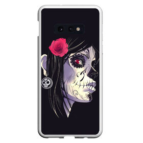 Чехол для Samsung S10E с принтом Dia de Muertos в Екатеринбурге, Силикон | Область печати: задняя сторона чехла, без боковых панелей | Тематика изображения на принте: женщина | мексика | праздник | скелет | хэллоуин | череп