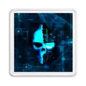 Магнит 55*55 с принтом Tom Clancy`s череп в Екатеринбурге, Пластик | Размер: 65*65 мм; Размер печати: 55*55 мм | голова | маска | робот | череп