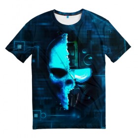 Мужская футболка 3D с принтом Tom Clancy`s череп в Екатеринбурге, 100% полиэфир | прямой крой, круглый вырез горловины, длина до линии бедер | голова | маска | робот | череп