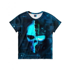 Детская футболка 3D с принтом Tom Clancy`s череп в Екатеринбурге, 100% гипоаллергенный полиэфир | прямой крой, круглый вырез горловины, длина до линии бедер, чуть спущенное плечо, ткань немного тянется | Тематика изображения на принте: голова | маска | робот | череп