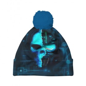 Шапка 3D c помпоном с принтом Tom Clancy`s череп в Екатеринбурге, 100% полиэстер | универсальный размер, печать по всей поверхности изделия | Тематика изображения на принте: голова | маска | робот | череп