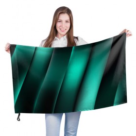 Флаг 3D с принтом Emerald lines в Екатеринбурге, 100% полиэстер | плотность ткани — 95 г/м2, размер — 67 х 109 см. Принт наносится с одной стороны | абстракция | геометрия | зеленый