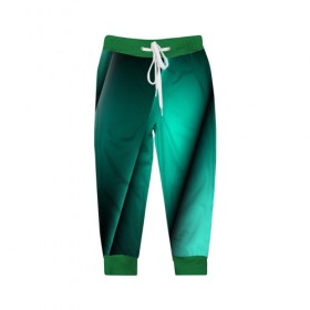 Детские брюки 3D с принтом Emerald lines в Екатеринбурге, 100% полиэстер | манжеты по низу, эластичный пояс регулируется шнурком, по бокам два кармана без застежек, внутренняя часть кармана из мелкой сетки | Тематика изображения на принте: абстракция | геометрия | зеленый