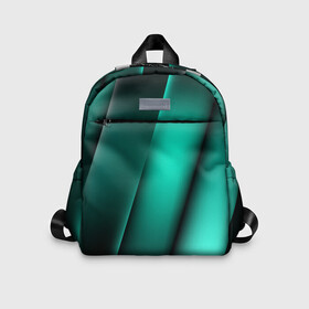 Детский рюкзак 3D с принтом Emerald lines в Екатеринбурге, 100% полиэстер | лямки с регулируемой длиной, сверху петелька, чтобы рюкзак можно было повесить на вешалку. Основное отделение закрывается на молнию, как и внешний карман. Внутри дополнительный карман. По бокам два дополнительных кармашка | Тематика изображения на принте: абстракция | геометрия | зеленый