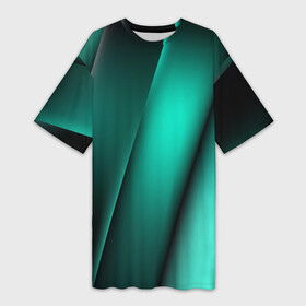 Платье-футболка 3D с принтом Emerald lines в Екатеринбурге,  |  | Тематика изображения на принте: абстракция | геометрия | зеленый