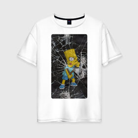 Женская футболка хлопок Oversize с принтом Барт в Екатеринбурге, 100% хлопок | свободный крой, круглый ворот, спущенный рукав, длина до линии бедер
 | 
