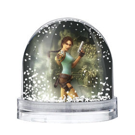Снежный шар с принтом TOMB RAIDER в Екатеринбурге, Пластик | Изображение внутри шара печатается на глянцевой фотобумаге с двух сторон | game | girl | gun | lara croft | tomb raider | девушка | игра | оружие | пистолет
