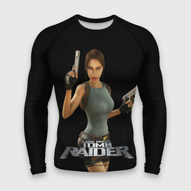 Мужской рашгард 3D с принтом TOMB RAIDER в Екатеринбурге,  |  | game | girl | gun | lara croft | tomb raider | девушка | игра | оружие | пистолет