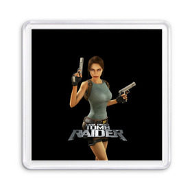 Магнит 55*55 с принтом TOMB RAIDER в Екатеринбурге, Пластик | Размер: 65*65 мм; Размер печати: 55*55 мм | game | girl | gun | lara croft | tomb raider | девушка | игра | оружие | пистолет