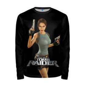 Мужской лонгслив 3D с принтом TOMB RAIDER в Екатеринбурге, 100% полиэстер | длинные рукава, круглый вырез горловины, полуприлегающий силуэт | game | girl | gun | lara croft | tomb raider | девушка | игра | оружие | пистолет