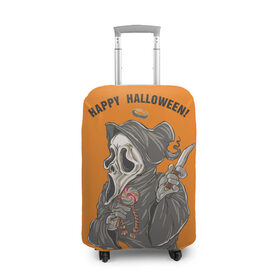 Чехол для чемодана 3D с принтом Happy Halloween в Екатеринбурге, 86% полиэфир, 14% спандекс | двустороннее нанесение принта, прорези для ручек и колес | helloween |  хэллоуин | день всех святых | крик | нож | праздник | ужас | хеллоуин | хеловин | хелоуин