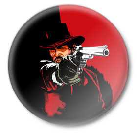 Значок с принтом Red Dead Redemption в Екатеринбурге,  металл | круглая форма, металлическая застежка в виде булавки | cowboy | game | gun | jim | red dead redemption | rockstar | west | вестерн | дикий запад | игра | ковбой | оружие | пистолет