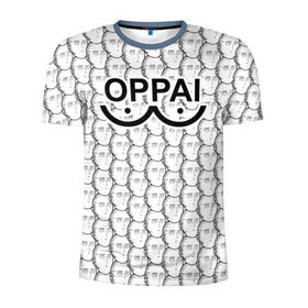 Мужская футболка 3D спортивная с принтом OPPAI в Екатеринбурге, 100% полиэстер с улучшенными характеристиками | приталенный силуэт, круглая горловина, широкие плечи, сужается к линии бедра | anime | onepunchman | oppai | saitama | аниме | ванпанчмен | сайтама