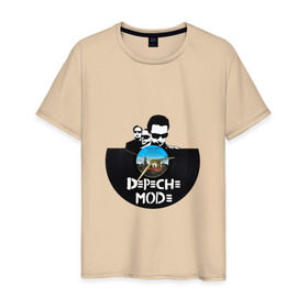 Мужская футболка хлопок с принтом Depeche Mode винил в Екатеринбурге, 100% хлопок | прямой крой, круглый вырез горловины, длина до линии бедер, слегка спущенное плечо. | 
