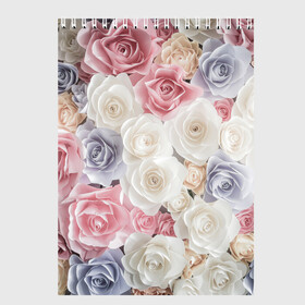 Скетчбук с принтом Букет из роз в Екатеринбурге, 100% бумага
 | 48 листов, плотность листов — 100 г/м2, плотность картонной обложки — 250 г/м2. Листы скреплены сверху удобной пружинной спиралью | Тематика изображения на принте: розы | цветы