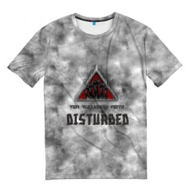 Мужская футболка 3D с принтом Disturbed в Екатеринбурге, 100% полиэфир | прямой крой, круглый вырез горловины, длина до линии бедер | 