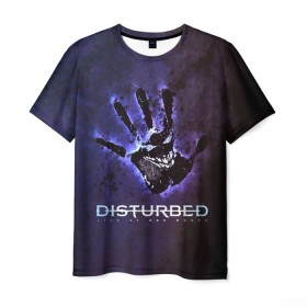 Мужская футболка 3D с принтом Рука Disturbed в Екатеринбурге, 100% полиэфир | прямой крой, круглый вырез горловины, длина до линии бедер | disturbed | альтернативный | группа | дистёрбд | метал | ню метал | нюметал | хеви | хеви метал | хевиметал