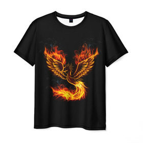 Мужская футболка 3D с принтом Феникс в Екатеринбурге, 100% полиэфир | прямой крой, круглый вырез горловины, длина до линии бедер | fire | flame | in fire | smoke | в огне | дым | огненный | огонь