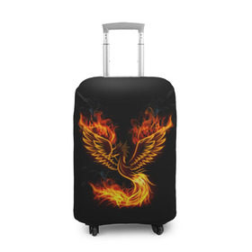 Чехол для чемодана 3D с принтом Феникс в Екатеринбурге, 86% полиэфир, 14% спандекс | двустороннее нанесение принта, прорези для ручек и колес | fire | flame | in fire | smoke | в огне | дым | огненный | огонь