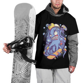 Накидка на куртку 3D с принтом Octopus Skater в Екатеринбурге, 100% полиэстер |  | Тематика изображения на принте: octopus skater | осьминог | скейт | спорт