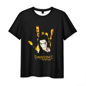 Мужская футболка 3D с принтом Evanescence рука в Екатеринбурге, 100% полиэфир | прямой крой, круглый вырез горловины, длина до линии бедер | 