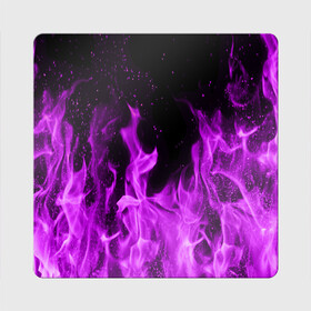 Магнит виниловый Квадрат с принтом ФИОЛЕТОВЫЙ ОГОНЬ | VIOLET FLAME NEON в Екатеринбурге, полимерный материал с магнитным слоем | размер 9*9 см, закругленные углы | лиловый | пламя | яркий