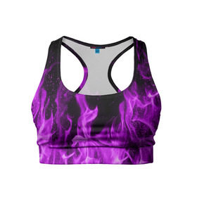 Женский спортивный топ 3D с принтом Фиолетовый огонь в Екатеринбурге, 82% полиэстер, 18% спандекс Ткань безопасна для здоровья, позволяет коже дышать, не мнется и не растягивается |  | Тематика изображения на принте: лиловый | пламя | яркий