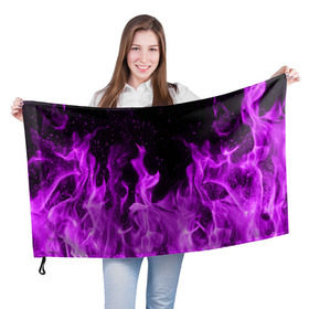 Флаг 3D с принтом Фиолетовый огонь в Екатеринбурге, 100% полиэстер | плотность ткани — 95 г/м2, размер — 67 х 109 см. Принт наносится с одной стороны | лиловый | пламя | яркий