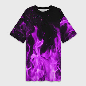 Платье-футболка 3D с принтом ФИОЛЕТОВЫЙ ОГОНЬ | VIOLET FLAME NEON в Екатеринбурге,  |  | лиловый | пламя | яркий