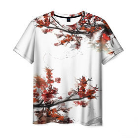 Мужская футболка 3D с принтом САКУРА в Екатеринбурге, 100% полиэфир | прямой крой, круглый вырез горловины, длина до линии бедер | blossom | flower | бабочки | весна | лето | природа | расцвет | цвет | цветение | цветковое растение | цветок