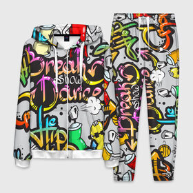 Мужской костюм 3D с принтом Graffiti в Екатеринбурге, 100% полиэстер | Манжеты и пояс оформлены тканевой резинкой, двухслойный капюшон со шнурком для регулировки, карманы спереди | break | dance | graffiti | hip hop | rap | граффити | рэп | скейтборд | хип хоп