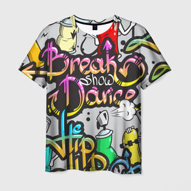 Мужская футболка 3D с принтом Graffiti в Екатеринбурге, 100% полиэфир | прямой крой, круглый вырез горловины, длина до линии бедер | Тематика изображения на принте: break | dance | graffiti | hip hop | rap | граффити | рэп | скейтборд | хип хоп