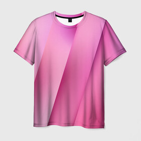 Мужская футболка 3D с принтом Pink lines в Екатеринбурге, 100% полиэфир | прямой крой, круглый вырез горловины, длина до линии бедер | pink | абстракция | геометрия | линии | розовый | текстура
